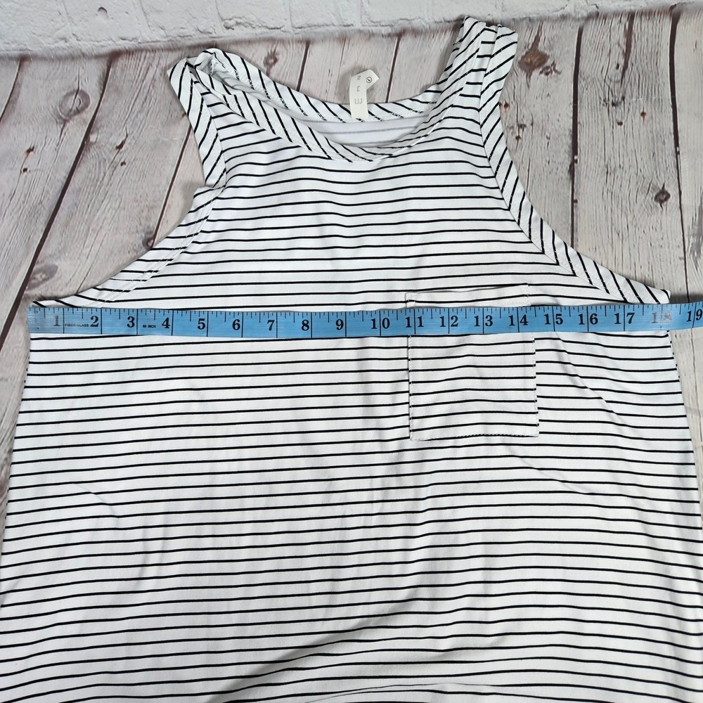 MTS‎ Black White Stripe Tank Midi Dress With Pocket Made in USA Size L - Picture 5 of 6